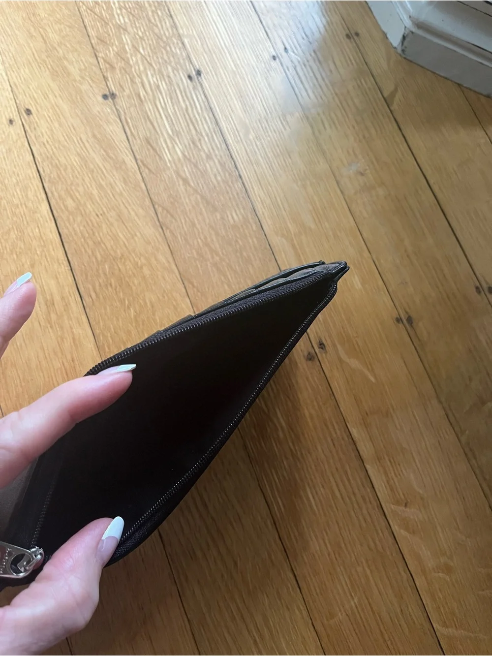 Lodis Black Leather Zip Wallet with Card Strap